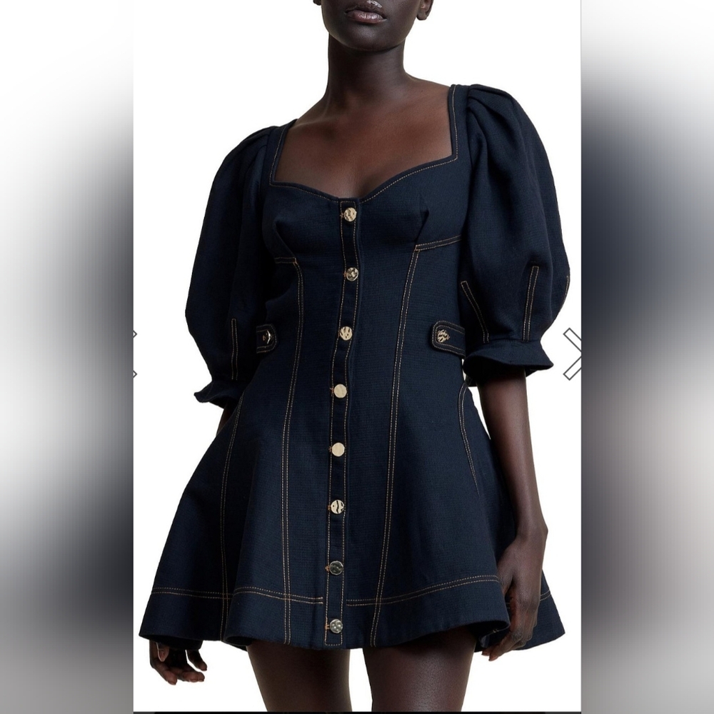 Sold Out! ACLER Brookman Mini Dress Size12US Black/Navy Denim
